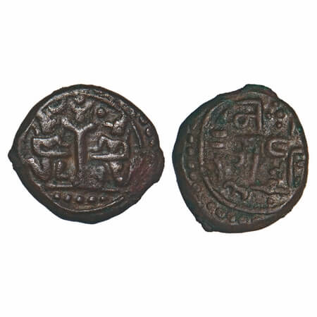 Vijayanagara Empire, Copper Jital, 3.63g, 15.08x16.95mm, Thirumalaraya. (1578-1620 AD). Ob
