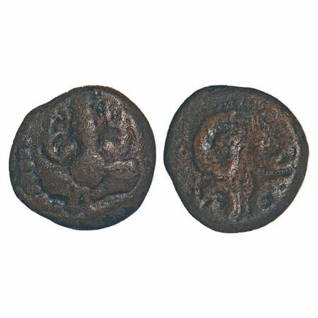 Madurai Nayaks, Copper Unit, 3.07g, 12.61x12.80mm, Obv: Seated Ganesha within dotted circl