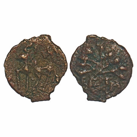 Post-Mauryan, Kaushambi, Uninscribed, Cast Copper Unit, 0.46g, 11.20x10.70mm, Obv: Lanki b
