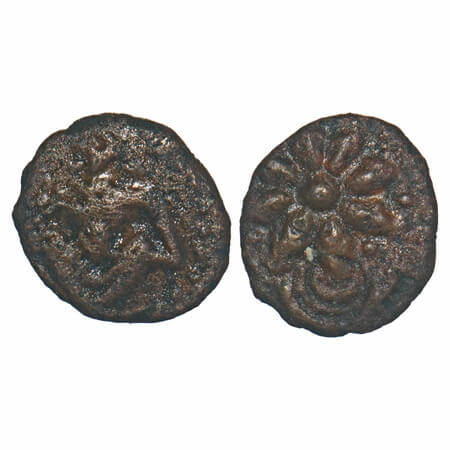 Thanjavur Nayaks, Copper Unit, 1.14g, 10.44x11.17mm, Obv: Jadadhara Saint in yoga position