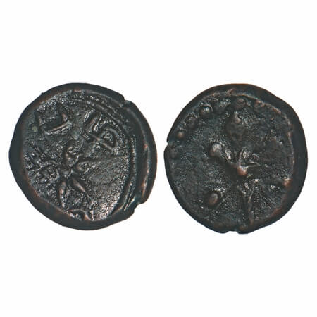 Nayakas of Pallani, Copper Kasu, 3.19g, 14.74x13.90mm, Obv: Seven pellets flower and Tamil