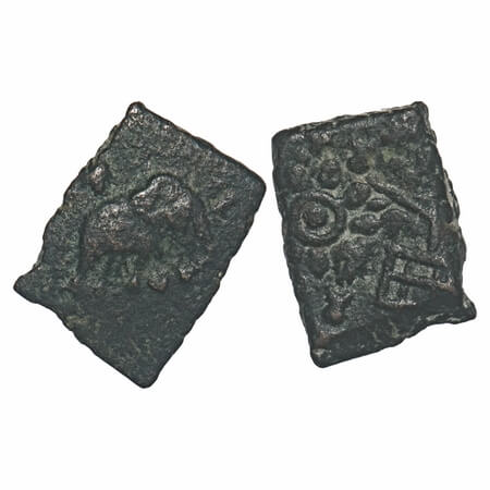 Post-Mauryan, Vidisha Region, Uninscribed type, Copper Unit, 1.44g, 11.76x8.81mm, Obv: Ele