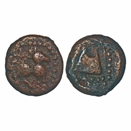 Tiruvannamalai Local coinage, (c. 16th Century AD), Copper Unit, 2.16g, 12.61x11.87mm, Aru