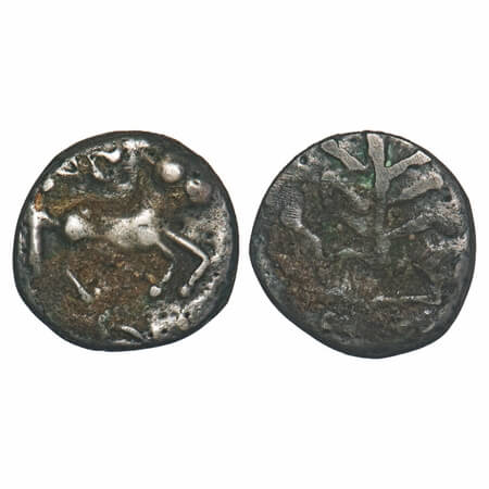Medieval Period, Anonymous, Silver Pagoda, 4.49g, 16.13x16.73mm, Running Horse, Rev: Tree