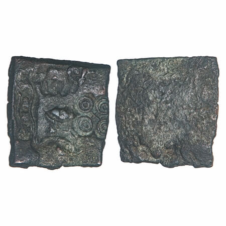 Punch Marked, Central India, Vidisha Region, Copper Karshapana, 7.47g, 22.50x20.93mm, Obv: