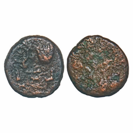 City State issue, Ujjaniya, Central India, Copper Unit, 3.28g, 13.57x12.94mm, Obv: Eight s
