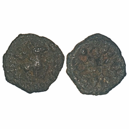 City State Issue, Suktimati, Cast Copper, 0.78g, 11.30x11.69mm, Uninscribed type, Obv: Hor