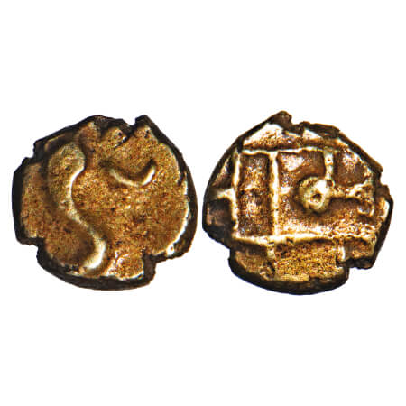 Maratha Confederacy, Gold Fanam, 0.37g, 'Subbarayi' type, Ramdurg Mint, Obv: (single-hoode