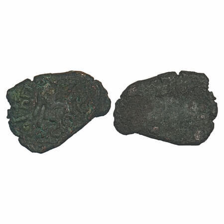 Ujjaini Region, Bhanumitra, Copper Unit, 3.15g, 13.43x18.53mm, Obv: Human figure as Mahaka
