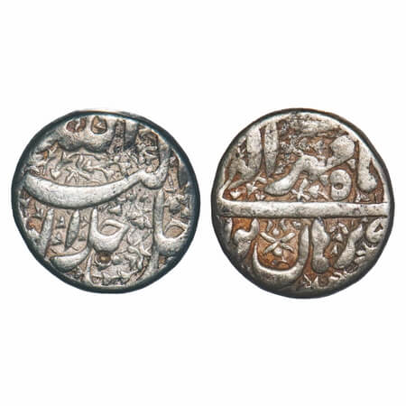 Akbar, Silver Rupee, 11.26g, Burhanpur Mint, Ilahi Type, Month 'Mihr', Year 5x. Ornamental