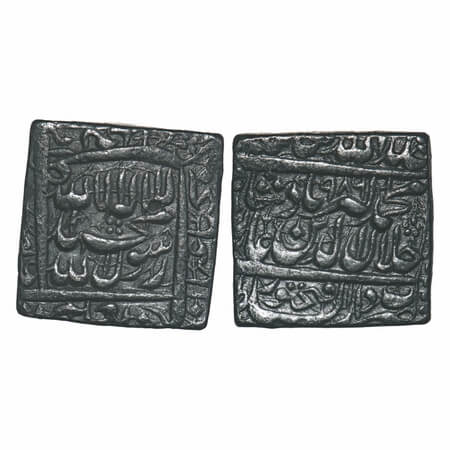 Akbar, Silver Square Rupee (Broad flan), 11.33g, Dar us Sultanat Fathpur Mint, AH 986, a c
