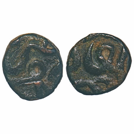 Akbar, Copper 1/16 Dam, 1.49g, Urdu Zafar Qarin Mint. KM Unlisted. About Very Fine, Very S