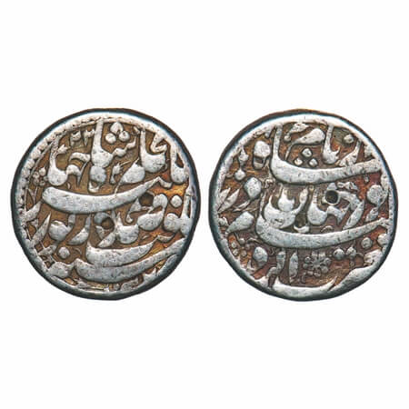 Jahangir with Nurjahan Begum, (AH 1014-1037 / 1605-1628 AD), Silver Rupee, 11.24g, Agra Mi