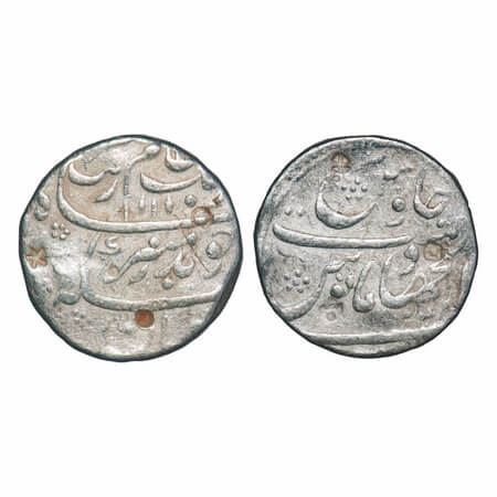 Aurangzeb, Silver Rupee, 11.43g, Dar Al Jihad Hyderabad Mint, AH 1110/42 RY, Variety 2 - M