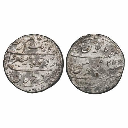 Aurangzeb, Silver Rupee, 11.46g, Surat Mint, AH 1092/25 RY, Broad flan with partial dotted