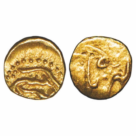Farrukhsiyar, Gold 1/2 Fanam, 0.18g, Kharpa Mint, 5 RY. KM unlisted type. Very Fine+, Rare