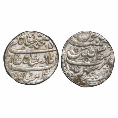 Muhammad Shah, Silver Rupee, 11.35g, Sahrind Mint , AH 116x/30 RY, with dotted border on r