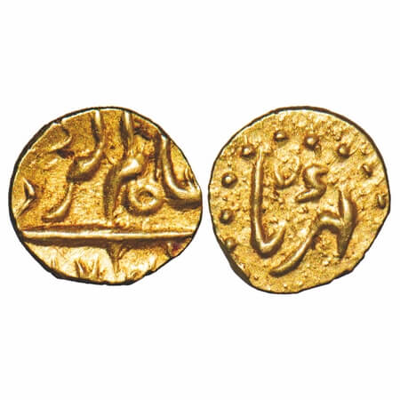 Alamgir II, Gold ½ Aparanji Fanam, 0.18g, Kharpa Mint, circular Rossette border variety, i