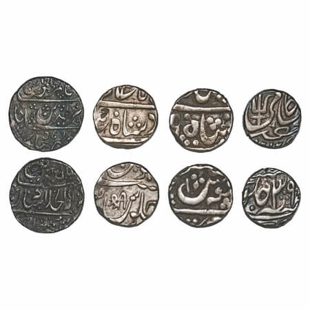 Maratha Confederacy, Silver Rupees (4 Coins), Azamnagar Gokak, Bagalkot, Chakan & Srinagar