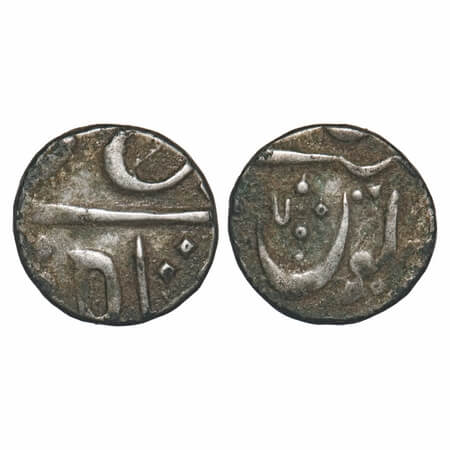 Maratha Confederacy, Silver 1/4 Rupee, 3.06g, Pune (Muhiyabad) Mint, INO Shah Ali Gauhar. 