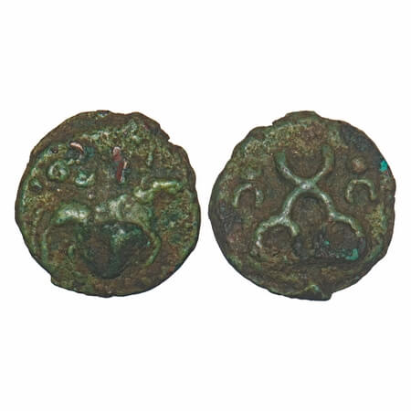 Post-Mauryan, Punjab region, Cast Copper, 3.79g, 15.72x15.59mm, Obv: Bull walking to right