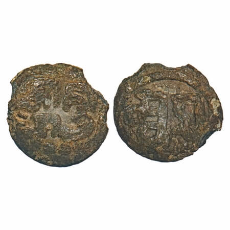 Marathas of Tanjore, Lead, 3.60g, Obv: Nagari legend 'Maharaj, Rev: Mudra. M&W Unlisted Ty