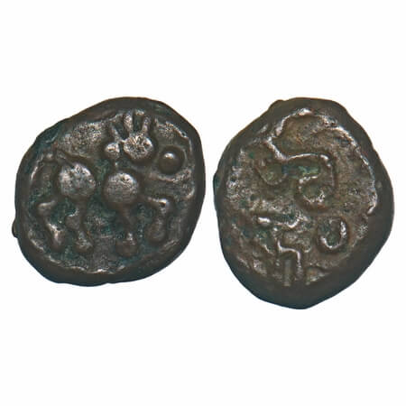 Mysore, Copper Kasu, 2.82g, Kanthirava Narasaraja Wodeyar (1638-1662 AD): Standing bull to