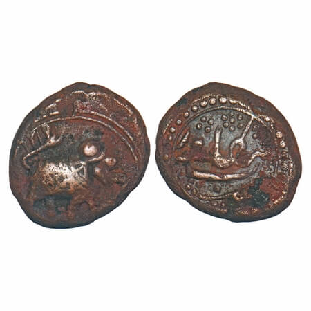 Mysore, Copper ½ Paisa, 5.23g, Tipu Sultan, Bengalur Mint, AM 1215, Obv: date above Elepha