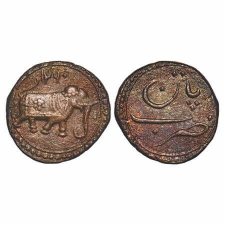 Mysore, Copper Paisa, 11.09g, Tipu Sultan, Patan Mint, Error date AH 1260 (Retro date) ins