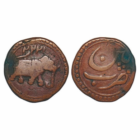 Mysore, Copper Paisa, 10.97g, Tipu Sultan, Patan Mint, AM 1222 (Retro date), Obv: date abo