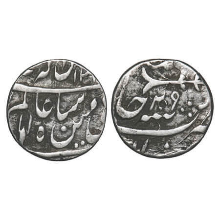 Bhopal, Silver 1/2 Rupee, 5.50g, INO Shah Alam II, AH 12xx/29 RY, Obv: Dagger below Alam, 