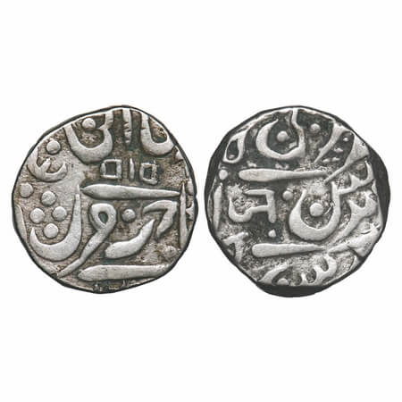 Gwalior, Silver Rupee, 10.44g, Jankoji Rao Sindhia (1833-1843 AD), Isagarh Mint, INO Muham