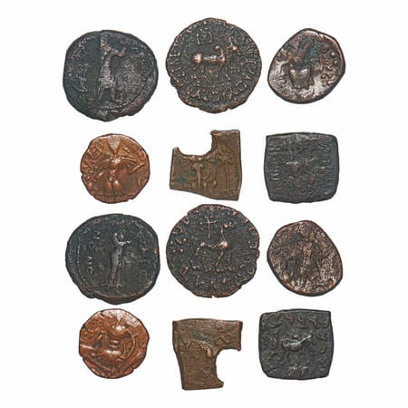 Ancient mix lot of 6 Copper Drachma, (6 coins) different dynasty with rulers including, In