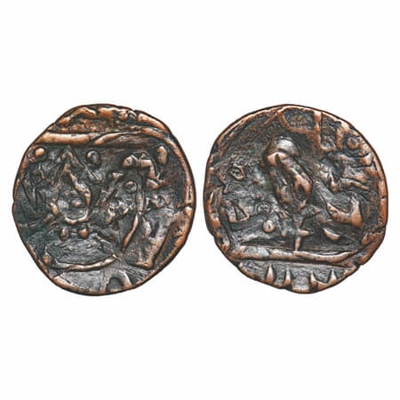 Jhabua, Copper Kachha Paisa, 9.61g, British Protectorate, Gopal Singh (VS 1897-1952/1840-1