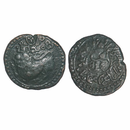 Mysore, Copper 25 Cash, 10.72g, Dewan Purnaiya (AH 1214-1225/1799-1810 AD), ND type, Obv: 