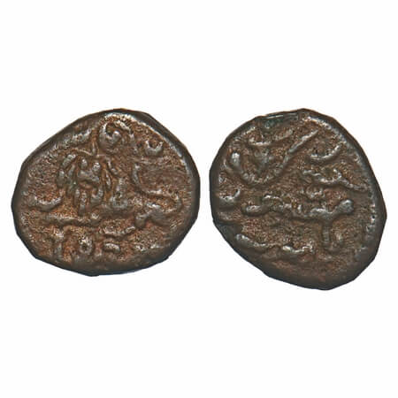 Mysore, Copper 5 Cash, 2.33g, Krisnha Raja Wodeyar (AH 1225-1285 / 1810-1868 AD), 183x, st