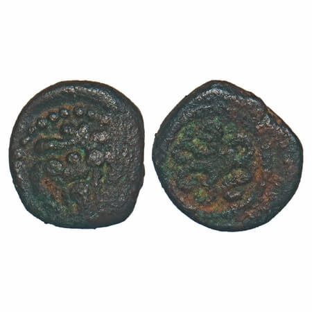 Pudukkottai, Copper Amman Cash, 1.23g, Martand Bhairava (186-1928 AD), Obv: Seated goddess