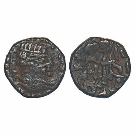 Rajuvula of Mathura region, Billon Drachm, 2.43g, 11.44x11.88mm, Obv: Bust of the ruler fa