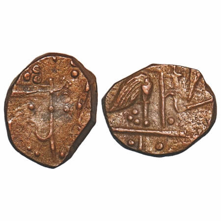 Sunth, Copper Paisa, 7.95g, Parmar Rulers, Rampur Mint, Obv: Fly whisk (chamar) to left an