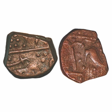 Sunth, Copper Paisa, 8.91g, Parmar Rulers, Rampur Mint, Obv: fly whisk (chamar) to right i