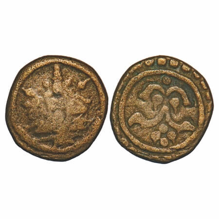 Travancore, Copper Thirai Cash, 1.20g, Obv: Narasimha, Rev: Ganesha. B.Sarasan unlisted. F