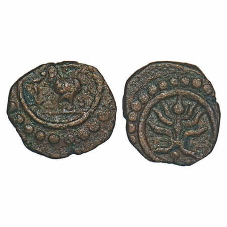 Travancore, Copper Thirai Cash, 0.88g, Obv: elephant o left, Rev: lotus flower. B.Sarasan 