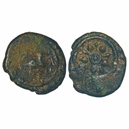 Travancore, Copper Thirai Cash, 1.30g, Obv: animal, Rev: geometrical flower. B.Sarasan 338