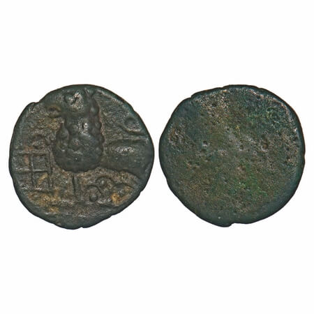 Satavahanas, SriSatakarni, Junnar Lion type, Potin, 0.87g, 11.44x11.39mm, Obv: Lion standi