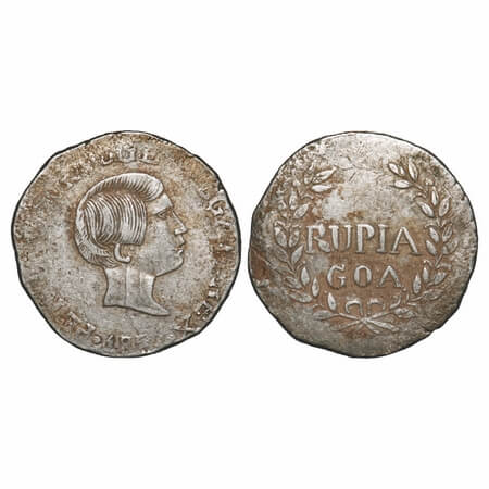 Indo Pourtuguese, Silver 600 Reis/Rupia, 10.86g, D. Pedro V (1853-1861 AD), 1858 AD, Goa i