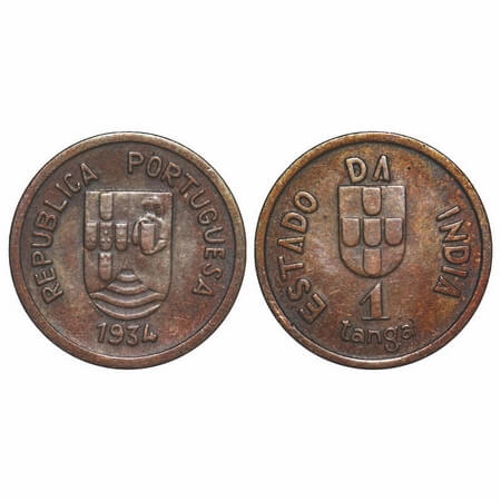 Indo Portuguese, Cu-Ni Tanga, 3.87g, Republic (1910-1961 AD), 1934. A.Gomes (page 605) 01.