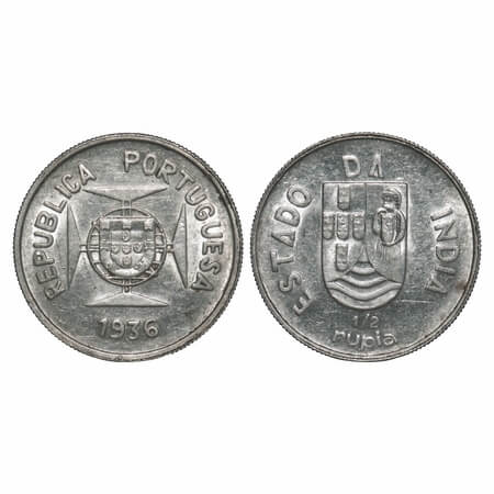 Indo Portuguese, Silver ½ Rupee, 5.67g, Republic (1910-1961 AD), 1936 AD. A.Gomes (page 60