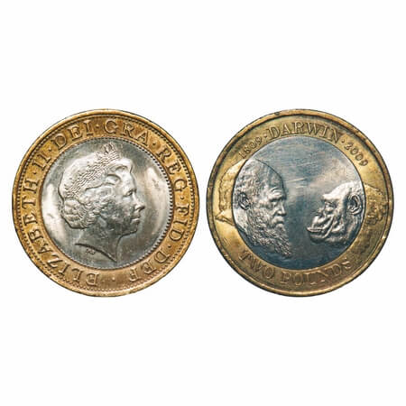 Great Britain, Bimetal 2 Pounds, 11.91g, Elizabeth II (1952-2022). Obv: Fourth crowned por