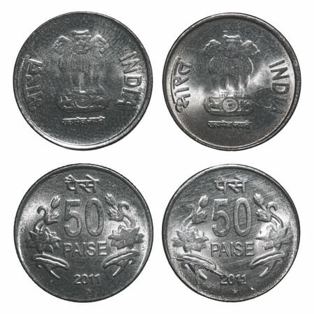50 Paise (2 Coins) 2011, FSS, error - Die Crack & normal. Uncirculated, Scarce.