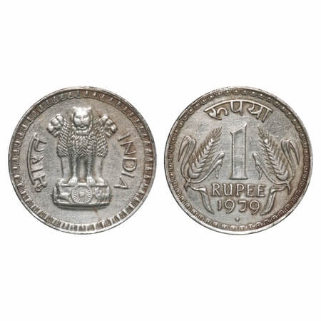 1 Rupee, 1979, Copper-Nickel, 8.02g, Bombay Mint, lion variety on obverse is different, Mu